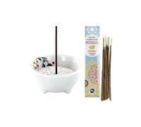 Porta-incienso vegetal en porcelana + Incienso Indio con Pachuli