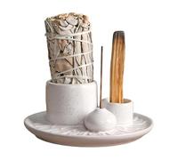 Porta-Inciensos 4 En 1, Soporte De Incienso De Cerámica, Porta Incienso, Soporte Incienso, Quemador de Incienso, Soporte De Salvia para Quemar, Soporte para Palo Santo para Yoga, Meditación