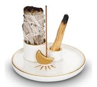 Porta-Inciensos 4 En 1, Soporte De Incienso De Cerámica, Quemador De Incienso Varillas De Incienso, Soporte para Quemador De Incienso, Soporte De Salvia para Quemar, Soporte para Palo Santo para Yoga