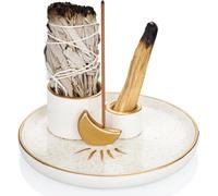 Porta-inciensos,Quemador de Incienso, Cuenco de Incienso Porta Incienso, Palo Santo, Soporte Incienso Varilla Hogar de Cenizas, la Decoración Sala de Estar, Yoga, Meditación (Oro)