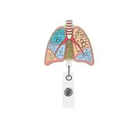 Porta insignias de acrílico retráctil, carrete de anatomía, corazón, pulmón, cerebro, impresión, protector de tarjeta de identificación con clip de cocodrilo para personal, profesores, oficina, cable