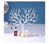 porta joias Caja de almacenamiento joyería, soporte for pendientes, exhibición y colgador llaves, diseño creativo, pájaro en forma árbol, 1 ud(1PC Deer white)