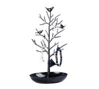 porta joias Soporte de exhibición pendiente árbol pájaro aleación Metal doble capa estilo artístico con forma sicomoro joyería(Ancient Black Bird Tree)