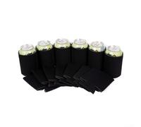 Porta latas de cerveza plegables de neopreno, paquete de 10 unidades para festivales y barbacoas (negro)