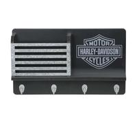 Porta llaves Harley-Davidson Bar & Shield con cuatro ganchos y detalles de metal, color negro