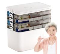 porta medicamentos - Organizador de 6 compartimentos | PP - Contenedor para pastillas translúcido con tapa sellada, portátil y duradero para vitaminas, tabletas, suplementos, uso cotid