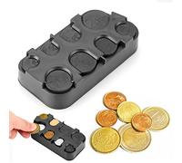 Porta Monedas Euro de Bolsillo,Portamonedas Taxi,Monedero Portamonedas Gestor,Estuche para Monedas de Euro,Clasificador de monedas,8 Compartimentos de 2 Euros a 1 Céntimo,Negro