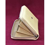 Porta Monedas Mujer De Piel Verdadera Borsello Porta Tarjetas Beige Con Zip