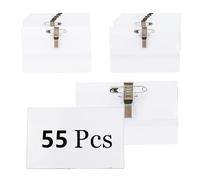 Porta Nombres de Plástico con Pinza, Tarjetas de Identificación con Clip y Pin, Transparente Insignia Impermeable, Identificadores Personales Horizontales para Oficina Escuela (90 x 56 mm) (55)