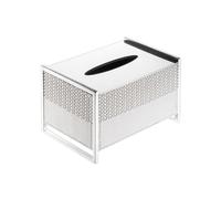 porta pañuelos Caja de cajones de cuero de acero inoxidable creativa, mesita de noche for dormitorio, adornos decorativos de escritorio, caja de pañuelos de lujo for sala de estar dispensador de servi