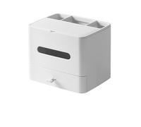 Porta pañuelos Caja de pañuelos con plataforma y cajón de almacenamiento for el hogar, la habitación del hotel, la caja de pañuelos de escritorio Dispensador de servilletas(Blanco)