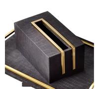 porta pañuelos Caja de pañuelos de acero inoxidable, decoración de sala de estar, cajón de cuero for mesa de comedor del hogar dispensador de servilletas(Negro)