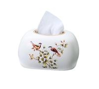 Porta pañuelos Caja de pañuelos de cerámica blanca con diseño retro for sala de estar y escritorio. Dispensador de servilletas