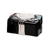 porta pañuelos Caja de pañuelos de cerámica con lazo creativo for sala de estar del hogar, cajón de mesa de comedor, mesa de centro dispensador de servilletas(Negro)
