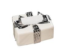 porta pañuelos Caja de pañuelos de cerámica con lazo creativo for sala de estar del hogar, cajón de mesa de comedor, mesa de centro dispensador de servilletas(Blanco)