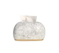 Porta pañuelos Caja de pañuelos de cerámica cuadrada redondeada for cajón de sala de estar del hogar Dispensador de servilletas(Blanco)