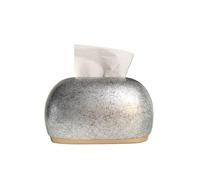 Porta pañuelos Caja de pañuelos de cerámica cuadrada redondeada for cajón de sala de estar del hogar Dispensador de servilletas(Silver)