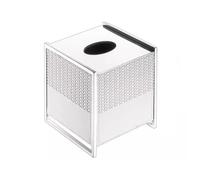 porta pañuelos Caja de pañuelos de lujo con luz for sala de estar, creativa caja de cajones de cuero de acero inoxidable, mesita de noche for dormitorio, adornos decorativos de escritorio dispensador