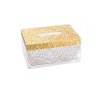 porta pañuelos Caja de pañuelos de resina de latón simple, transparente, de alta calidad, for sala de estar, mesa de café, adornos de escritorio, caja de papel dispensador de servilletas(Pequeño)