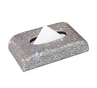 Porta pañuelos, caja de pañuelos for automóvil, soporte for cubierta de pañuelos, caja de pañuelos for baño, dormitorio, oficina y almacenamiento de pañuelos for automóvil(White+rhinestone)