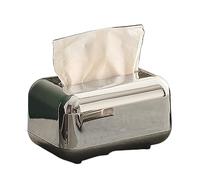 porta pañuelos Caja de pañuelos galvanizada, caja de almacenamiento de pañuelos creativa for sala de estar del hogar, escritorio de comedor, cajón de papel dispensador de servilletas(Silver)