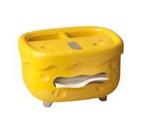 Porta pañuelos Cubierta de Caja pañuelos Creativa con Compartimentos Almacenamiento Queso Dibujos Animados Refinado Estética de Oficina(Yellow)