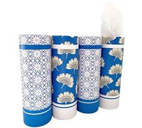 Porta pañuelos de coche con pañuelos faciales a granel, 4 unidades de tubos de pañuelos, tamaño de viaje, ajuste perfecto para portavasos de coche, caja de pañuelos de coche, pañuelos redondos para