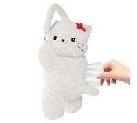 Porta pañuelos de peluche,Organizador para servilletas con forma de gato suave dibujos animados - Con hebilla portapañuelos animal peluche coche | Decoración interior vehículo casa baño mesita de