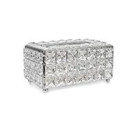 porta pañuelos Dispensador de servilletas Cubo de cristal cuadrado Caja de pañuelos de estilo europeo Dormitorio Oficina Hotel Café Caja de servilletas de café dispensador de servilletas(Silver)