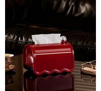Porta Pañuelos Estilo Buzón - Distribuidor Decorativo Retro Con Tapa Magnética Y Resorte Integrado Para Dispensación Fluida De Plástico Brillante Ideal Para Salón,oficina Y Dormitorio(Red)