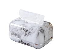 Porta pañuelos, patrón de mármol, soporte rectangular for cubierta de pañuelos ABS, caja de pañuelos, baño, dormitorio, oficina y coche(Silver+Grey)