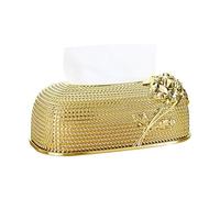 Porta pañuelos, soporte for cubierta de pañuelos, rosas en relieve creativas, caja de pañuelos acrílica rectangular, baño, dormitorio, oficina y coche(Gold)