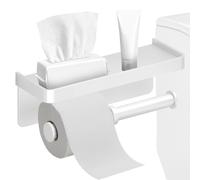 Porta papel higiénico de pared con estante - Percha para rollo de papel de baño de aluminio resistente al óxido | Soporte multiusos para bandeja portaobjetos para teléfono móvil para toallas