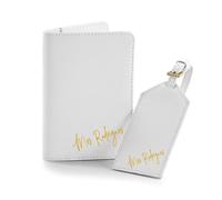 Porta Pasaporte Con Nombre Personalizado Y Etiqueta De Equipaje Para Maletas, Juego De Funda De Pasaporte Y Etiqueta De Equipaje Personalizadas, Etiqueta De Maleta De Viaje Para Mujer, Hombre(White)