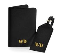 Porta Pasaporte Con Nombre Personalizado Y Etiqueta De Equipaje Para Maletas, Juego De Funda De Pasaporte Y Etiqueta De Equipaje Personalizadas, Etiqueta De Maleta De Viaje Para Mujer, Hombre(Black)