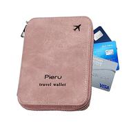 Porta pasaporte de viaje | Funda de pasaporte con cremallera de cuero PU | Herramienta de almacenamiento de textura de alta calidad para billetes de autobús, tarjetas de embarque