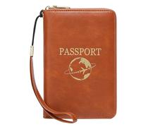 Porta Pasaportes,Portátil Multi-Bolsillo Funda De PU,Funda Femenina Para Pasaporte Y Tarjetas De Viaje | Para Documentos Tarjeta De Embarque Hombres Mujeres Familia Vacaciones Viaje De Negocios