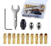 Porta punta - Adaptador de acero de 0,5 - 3,2 mm con - 15 piezas Juego Collet cambio rápido | Para taladrar, fresado, torneado, grabado y procesamiento de metales, taller industrial mecánico