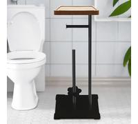 Porta Rollos de Papel Higienico | Portarrollos Papel Higienico de pie | Soporte Papel Higienico BAMBÚ | Porta Papel Higienico de Baño | Soporte Papel Higiénico Negro. Portarollos Papel Higienico