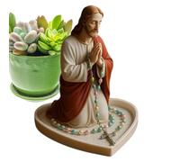 Porta Rosario de María - Decoración de Jesús Católico de Resina, Soporte de Exhibición de Fe Sagrada, Almacenamiento de Rosario Diseño Devocional Hecho a Mano Cuentas de Oración Organizadas | Eleganci