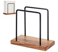 Servilletero de metal, servilletero de metal y madera, servilletero de color primario, dispensador de servilletas para mesa, dispensador de servilletas de madera para encimera, cocina, comedor,