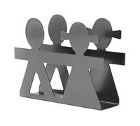 Porta Servilletas Vertical Con Patrones Huecos De Chicos Y Chicas, Metal Forjado, Diseño Estable Y Antioxidante - Decoración De Mesa, Fácil Limpieza, Ideal Para Cocina Y (Plata Negro)