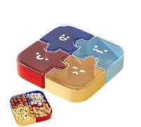 Porta Snacks | Bandeja Servidora Puzzle De 4 Compartimentos Con Tapa - Bandeja con Tapa para Dulces y Alimentos - Para Almacenar Frutos Secos Dulces Chocolate Galletas En Casa Oficina Y Fiestas
