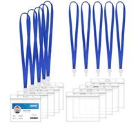 Porta Tarjetas Colgante, Estuche Para Tarjetas de Identificación, PVC Porta Tarjetas Con Cordones, Porta Credencial Horizontal,Transparente Identificadores para Cuello, Oficina, Tarjetas de Visita