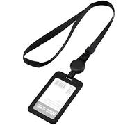 Porta Tarjetas Colgante, Funda Tarjetas Colgante Negro, Colgante Tarjeta Identificativa con Cordón Retirable para Oficina Estudiante Exposición Tráfico
