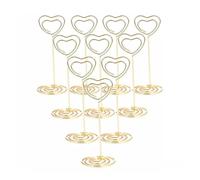Porta tarjetas con foto y número de mesa, Portanúmeros de mesa Forma redonda corazón y estrella Multicolor 10 o 20 piezas(Heart-Gold,10pcs)