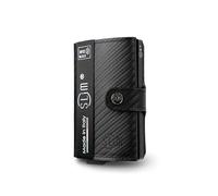 Porta tarjetas de crédito SLim® con protección RFID - Tarjetero anti-clonación - Billetera/tarjetero Unisex - Fabricado en cuero y fibra de carbono, Negro