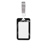 Porta tarjetas de identificación deslizante de plástico duro con diseño de cuervo en blanco y negro, protector de etiqueta de nombre para enfermeras y oficina