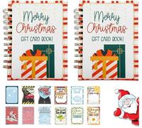 Porta tarjetas de regalo de Navidad, libro de tarjetas de regalo con espiral DIY, páginas 5x7, libros tarjetas de regalo, sobres que se abren al abrir, regalos para familiares, clase colegas(2pcs)
