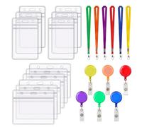 Porta Tarjetas Identificativas, 12 Piezas Porte Credencial de PVC Transparente con 6 Cordón para el Cuello Colorido y 6 Colorido Portatarjetas Retractil, para ID Card, Estudiantes, Empleados